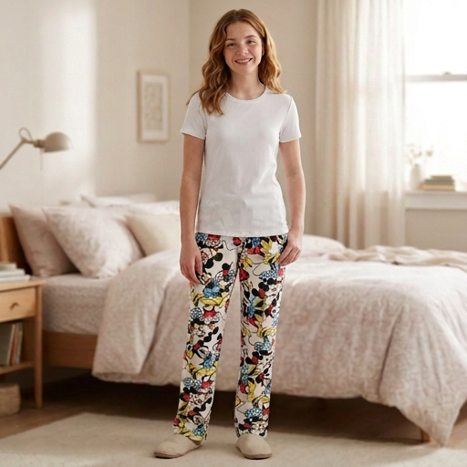 Kısa kollu beyaz pijama baskı Desenli Pijama Altı
